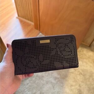 Kate Spade Black Textured Floral Wallet